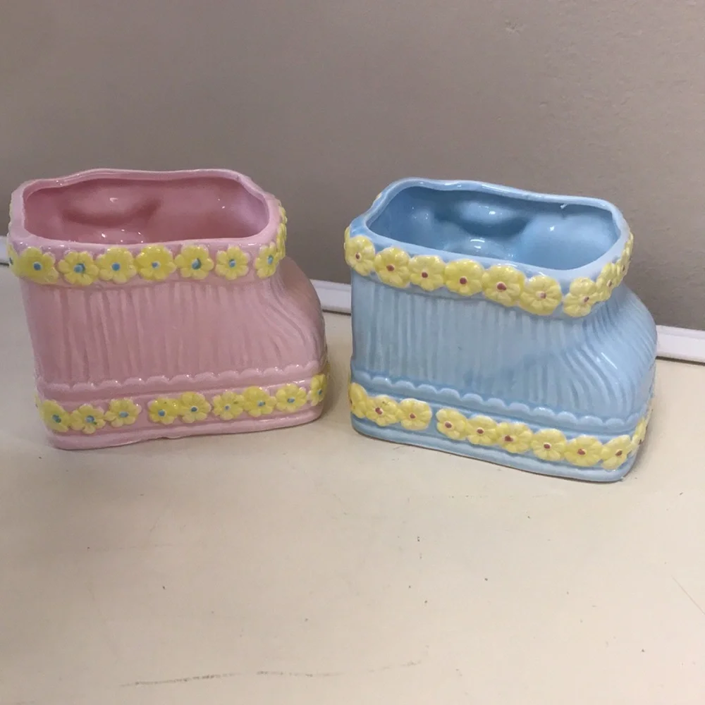 Pair of Vintage‎ Baby Bootie Planters